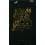 Menzel műterem, Budapest, elegáns nő virágokkal, copf, nyaklánc, ékszer, portré, 1880-as évek, Eredeti CDV, vizitkártya fotó. 