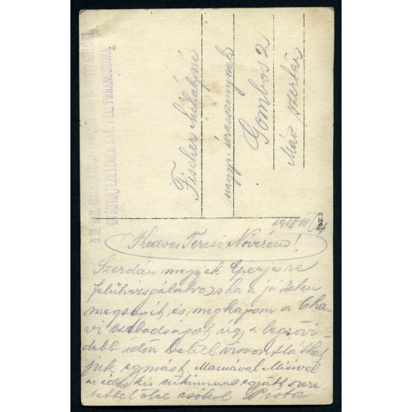 Magyar katonák irodai szolgálatban, egyenruha, 1. világháború, 1918, 1910-es évek, Eredeti fotó, papírkép, parancsnokság bélyegzőjével ellátott fotó-képeslap.  