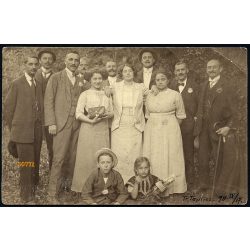   Csoportkép elegáns családokkal, Trencsénteplic, Felvidék, fürdőhely, 1911, 1910-es évek, Eredeti fotó, papírkép.  