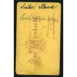 Meinhardt műterem, Nagyszeben, (Hermannstadt), Erdély, Szábel Ilona, Szábel Alajos lányának portréja, (a Szábel híres örmény kereskedőcsalád), 1870-es évek, Eredeti CDV, vizitkártya fotó. 