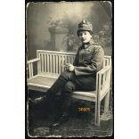 Elegáns hölgy katonai egyenruhában, cigarettával, különös, 1. világháború, 1910-es évek, Eredeti fotó, papírkép. 