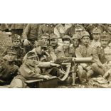 Magyar katonák géppuskával, érdemrendekkel, csoportkép, fegyver, 1. világháború, 1910-es évek, Eredeti fotó, papírkép.  