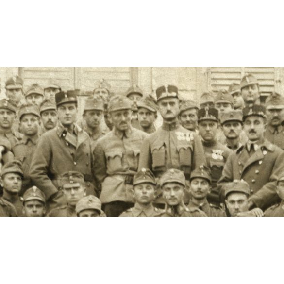 Magyar katonák géppuskával, érdemrendekkel, csoportkép, fegyver, 1. világháború, 1910-es évek, Eredeti fotó, papírkép.  