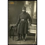 Magyar katona egyenruhában, szivarral, bajonett, szakáll, 1. világháború, 1910-es évek, Eredeti fotó, papírkép. 