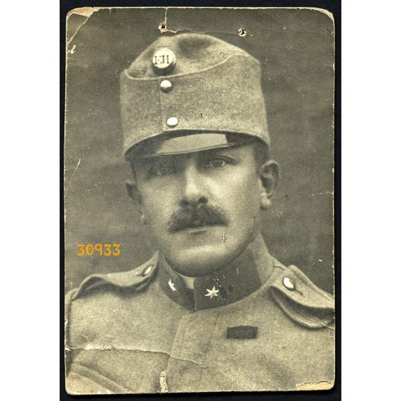 Magyar katona, Lindner Gyula portréja, egyenruha,  1. világháború, 1910-es évek, Eredeti fotó, papírkép.   