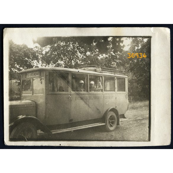 BHÉV autóbusz Szentendre felirattal, Mávag-Mercedes busz a Nay és Róna cég felépítményével,  jármű, közlekedés, 1930-as évek, Eredeti fotó, papírkép.   