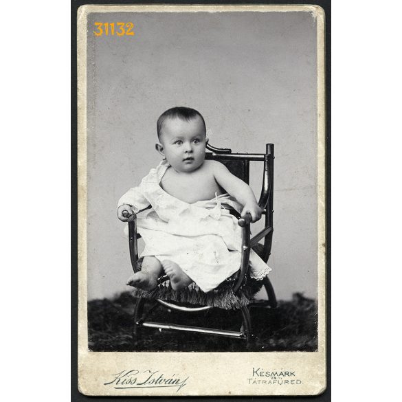 Kiss műterem, Késmárk, Felvidék, fiú, Lajoska portréja, 1900, 1900-as évek, Eredeti CDV, vizitkártya fotó.