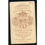 Ellinger műterem, Budapest, hölgy gyönyörű hajjal, elegáns ruhában, kereszttel 1870-es évek, Eredeti CDV, vizitkártya fotó. 