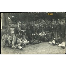   69-es gyalogezred 13. század, Piliscsabáról Pécelre címezve, magyar katonák egyenruhában, érdemrend, bajusz, 1913, 1910-es évek, Eredeti fotó, papírkép. 