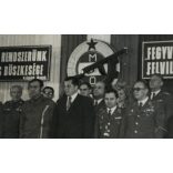 Munkásőr vezetők gyűlése, katona, egyenruha, Kádár János idézet, szocializmus, 1960-as évek, Eredeti fotó, papírkép.  