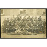 Csehszlovák katonák Gewehr 98 puskákkal, 98/05 'hentesbárd' bajonettekkel, egyenruha, bajusz, fegyver,  1920-as évek, Eredeti fotó, papírkép.  