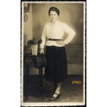 Angelo műterem, Brassó, Erdély, elegáns hólgy virágokkal, portré, helytörténet, 1930, 1930-as évek, Eredeti fotó, papírkép.  