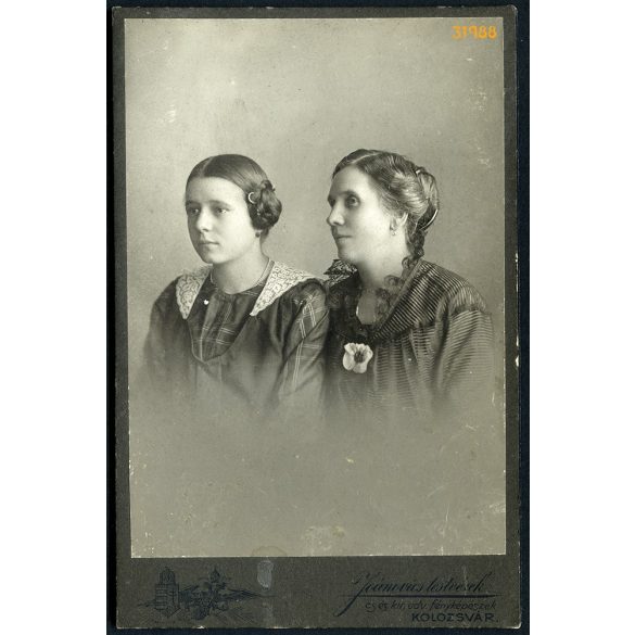 Joánovics testvérek műterem, Kolozsvár, Erdély,  anya lányával, portré, 1900-as évek, Eredeti kabinetfotó.  