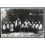 'Hungárián Gipsi Band' Kolompár Laci bandája, Újpest, Bohák cimbalom, hangszer, zene, művészet, helytörténet, 19?, Eredeti nagyobb méretű fotó, papírkép.  