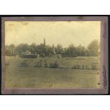 Steinbach Heinrich műterme, Móritzföld (Móricföld), Erdély, aratás, betakarítás gőzgéppel, mezőgazdaság, Bánság, helytörténet, 1890-es évek, Eredeti nagyméretű (!) kabinetfotó, felső széle vágott. 