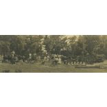 Steinbach Heinrich műterme, Móritzföld (Móricföld), Erdély, aratás, betakarítás gőzgéppel, mezőgazdaság, Bánság, helytörténet, 1890-es évek, Eredeti nagyméretű (!) kabinetfotó, felső széle vágott. 