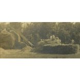 Steinbach Heinrich műterme, Móritzföld (Móricföld), Erdély, aratás, betakarítás gőzgéppel, mezőgazdaság, Bánság, helytörténet, 1890-es évek, Eredeti nagyméretű (!) kabinetfotó, felső széle vágott. 