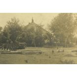 Steinbach Heinrich műterme, Móritzföld (Móricföld), Erdély, aratás, betakarítás gőzgéppel, mezőgazdaság, Bánság, helytörténet, 1890-es évek, Eredeti nagyméretű (!) kabinetfotó, felső széle vágott. 