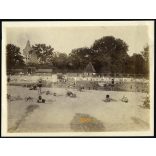 Palatinus strandfürdő megnyitása közeli időben, Budapest, Margit-sziget, fürdőruha, víztorony, helytörténet, 1910-es évek, Eredeti fotó, papírkép. 