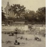 Palatinus strandfürdő megnyitása közeli időben, Budapest, Margit-sziget, fürdőruha, víztorony, helytörténet, 1910-es évek, Eredeti fotó, papírkép. 