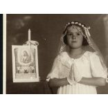"Edison" műterem, Budapest, elsőáldozó kislány különös háttérrel, ünnep, egyház, vallás, 1930-as évek, Eredeti fotó, papírkép.  