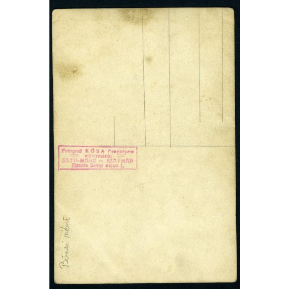 Kósa műterem, Szatmár, Erdély, elegáns hölgy portréja, 1920-as évek, Eredeti fotó, pecséttel jelzett papírkép, felül törésnyommal.   