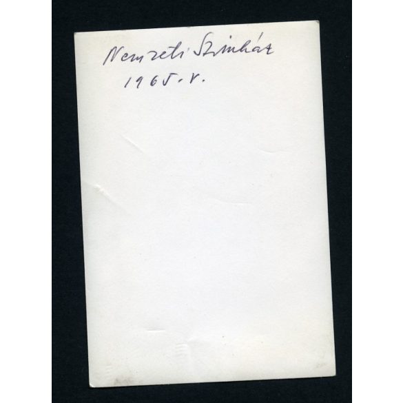 Nemzeti színház a bontása elkezdésének idején, Budapest, autóbusz, villamos, jármű, közlekedés, 1965., 1960-as évek, Eredeti fotó, papírkép.   