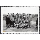 A Vízművek csapata, Újpest, Budapest, 'U.T.S.E.-Vízművek 4 : 0', Vízművek pálya, labdarúgás, sport, foci, helytörténet, 1939. szeptember 24., 1940-es évek, Eredeti fotó, hátoldalon feliratozott papírk