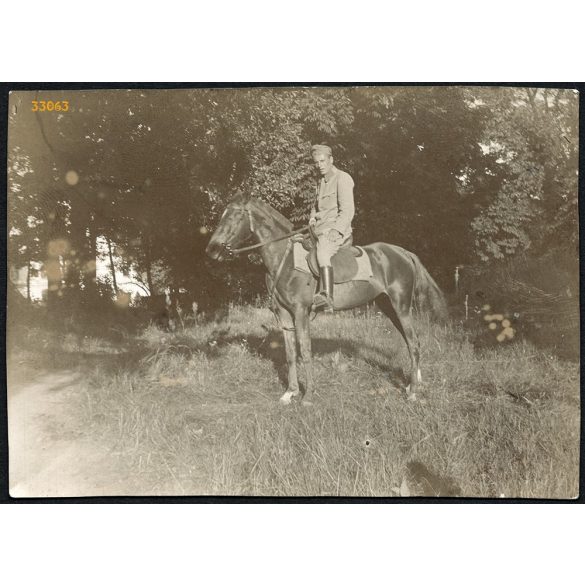Magyar katona lóháton, egyenruha, 1. világháború, 1910-es évek, Eredeti fotó, papírkép.   