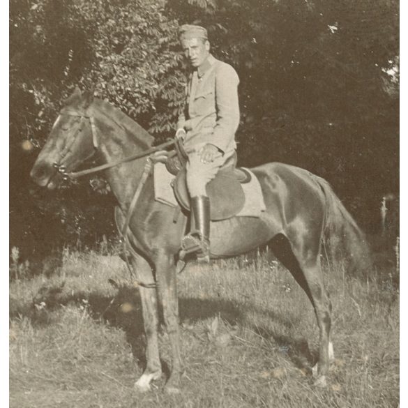 Magyar katona lóháton, egyenruha, 1. világháború, 1910-es évek, Eredeti fotó, papírkép.   