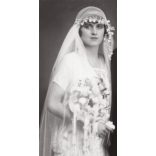 Stróbl J. Nándor fényképész műterme, Rákosszentmihály (Budapest), Dr. Király Aurél és Dr. Brenndörfer Terézia esküvője, vőlegény, menyasszony,  portré, helytörténet, 1927. augusztus 22., 1920-as évek,