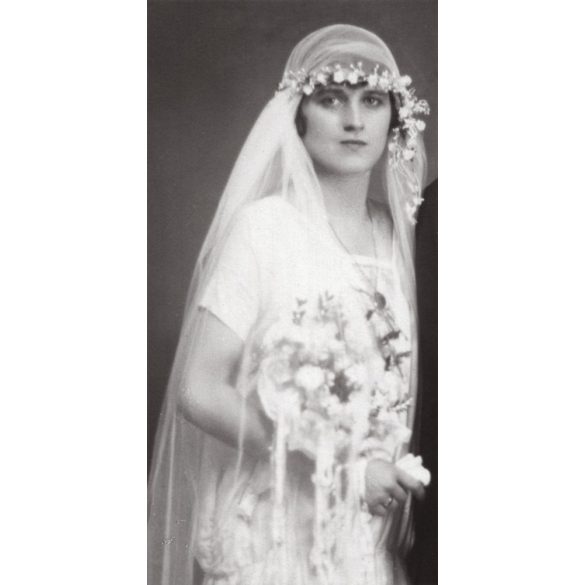 Stróbl J. Nándor fényképész műterme, Rákosszentmihály (Budapest), Dr. Király Aurél és Dr. Brenndörfer Terézia esküvője, vőlegény, menyasszony,  portré, helytörténet, 1927. augusztus 22., 1920-as évek,