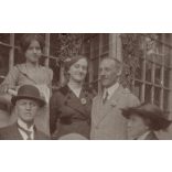 Brenndörfer család, Mátyásföld (Budapest), Emma utca 8., táska, bot, esernyő, kalap, helytörténet, 1913. augusztus, 1910-es évek, Eredeti fotó, papírkép. 