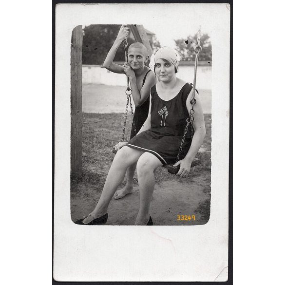 Fürdőzők a Kristály strandfürdőben, Rákosfalu, (Rákosfalva, Budapest), fürdőruha, helytörténet, 1928, 1920-as évek, Eredeti fotó, papírkép.   