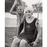 Fürdőzők a Kristály strandfürdőben, Rákosfalu, (Rákosfalva, Budapest), fürdőruha, helytörténet, 1928, 1920-as évek, Eredeti fotó, papírkép.   