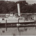 Hajózás, az 1918-ban elsüllyedt Drina magyar gőzhajó, hátoldalán az expozíció részleteivel, jármű, közlekedés, 1910-es évek, Eredeti fotó, papírkép.  