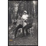 Mátrai műterem, Budapest, sebesült katonák egy katonakórház udvarán,  érdemrend, ápolónő, egyenruha, 1. világháború, 1915, 1910-es évek, Eredeti fotó, papírkép. 