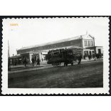 utcakép a Vásárcsarnokkal, Miskolc,  bútorszállító kordé, jármű, közlekedés, helytörténet, 1930-as évek, Eredeti fotó, papírkép. 