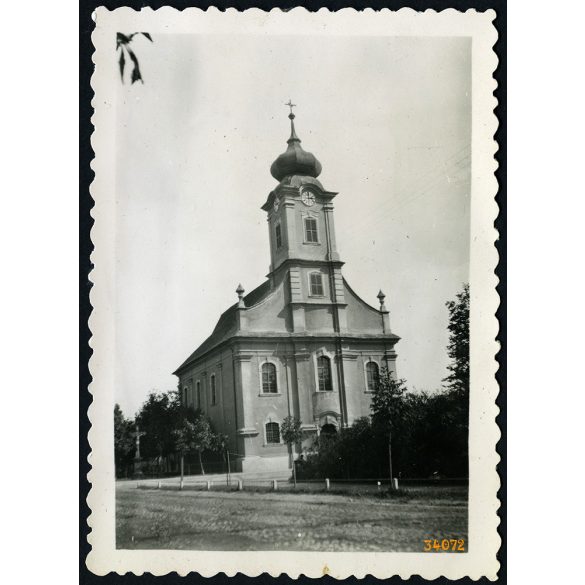 Katolikus templom, Hatvan, utcakép, Heves megye, helytörténet, 1936, 1930-as évek, Eredeti fotó, papírkép.  