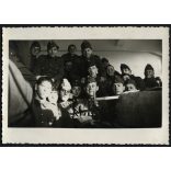 Magyar katonák, Szamosfalva (Kolozsvár), Erdély, legénységi szoba, egyenruha, 2. világháború, bevonulás, 1941, 1940-es évek, Eredeti fotó, papírkép.  