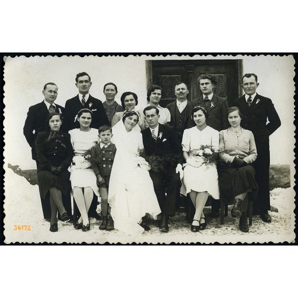 Polgár Jenő fényképész, Lenti, esküvő, menyasszony, vőlegény, helytörténet, Zala megye, 1930-as évek, Eredeti fotó, pecséttel jelzett papírkép. 