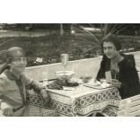 Fagylaltozó fürdővendégek, Trencsénteplic, Felvidék, csejtei népviselet, étterem, vendéglátás, Baranya megye, 1929, 1920-as évek. Eredeti fotó, papírkép.  