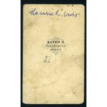 Bayer műterem, Pécs, elegáns férfi bajusszal, 1870-es évek, Eredeti CDV, vizitkártya fotó, felülete foltos. 