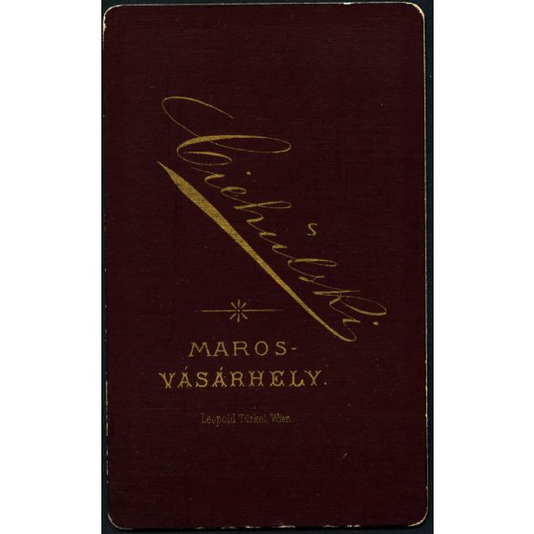 Ciehulsky műterem, Marosvásárhely, Erdély, elegáns hölgy virágokkal, 1880-as évek, Eredeti CDV, vizitkártya fotó gyönyörű hátoldallal.  