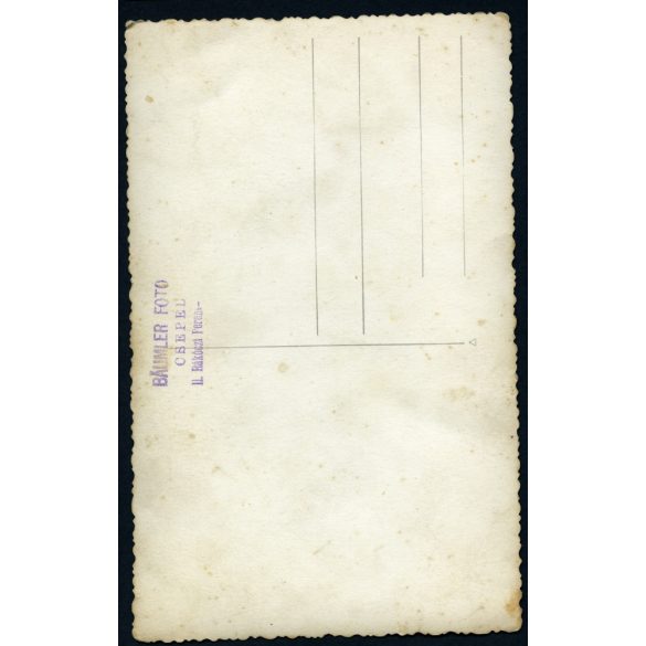 Baumler Foto, Csepel (Budapest), hölgy magyaros ruhában, népviselet, helytörténet, 1930-as évek, Eredeti fotó, papírkép.  