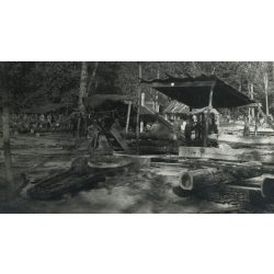   Tábori fűrészüzem valamelyik fronton, 1. világháború, 1910-es évek. Eredeti fotó, papírkép.  