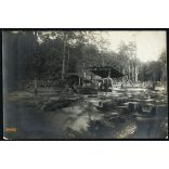 Tábori fűrészüzem valamelyik fronton, 1. világháború, 1910-es évek. Eredeti fotó, papírkép.  