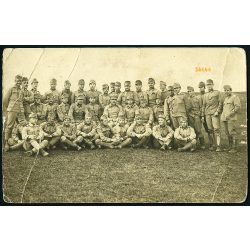   Magyar katonák csoportképe, 1. világháború, egyenruha, 1916, 1910-es évek. Eredeti fotó, K.u.K. tábori posta, papírkép törésnyomokkal. 