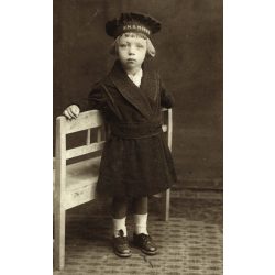   S.M.S MOEVE, (Möwe, Möve), kislány matróz ruhában, 1. világháború, hajó, katona, 1910-es évek, Eredeti fotó, papírkép.  
