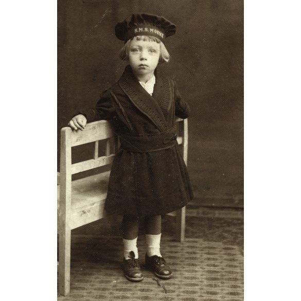 S.M.S MOEVE, (Möwe, Möve), kislány matróz ruhában, 1. világháború, hajó, katona, 1910-es évek, Eredeti fotó, papírkép.  